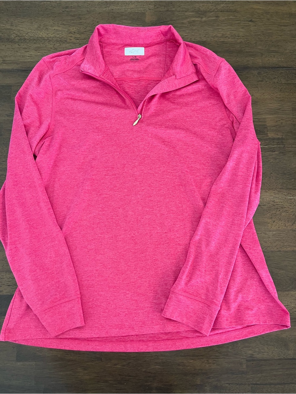 Womens Greg Norman Pink Quarter-Zip Pullover Top Long Sleeves Athletic Sz Large